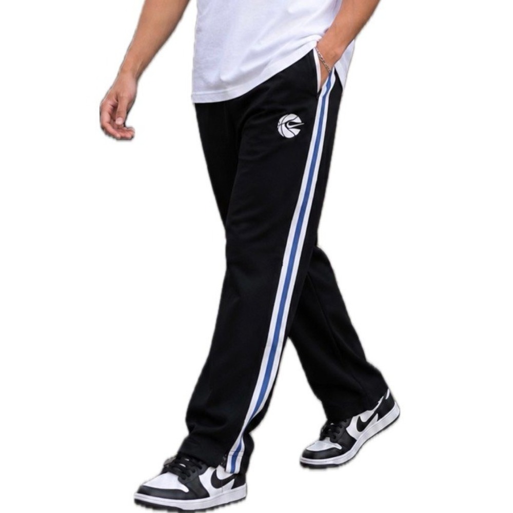 VTG Nike Basketball Zip Leg Track Pants. Black/Blue/White. Men's Size Medium.